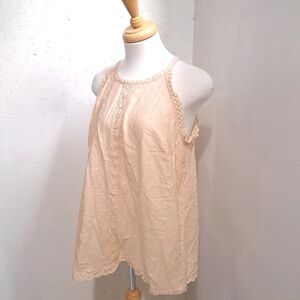 Torrid | Beige cream flowly polka dot lace details women's tank top